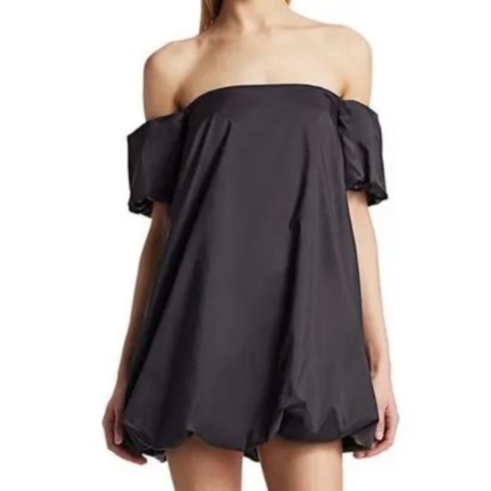 STAUD Ash Puff Sleeve Off-Shoulder Bubble Mini Dress Modern Chic